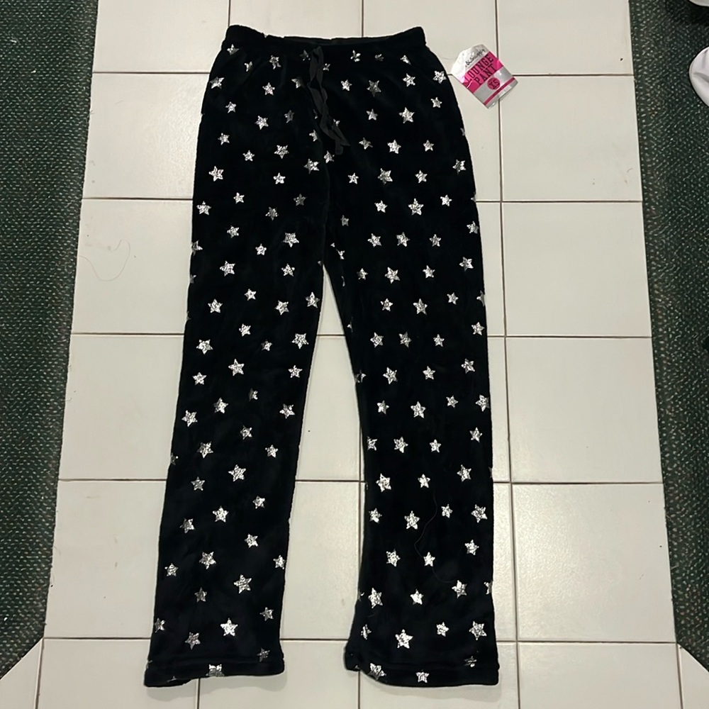Women’s and girls Black and silver star pajama pants